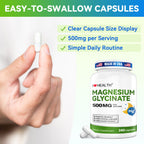 Magnesium Glycinate  – 240 Capsules – High Absorption Magnesium Supplement  – Gentle on Stomach – Made in USA