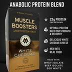 Muscle Boosters White Cheddar Box - Organic Grass-Fed Whey Protein Isolate (10 Single Serve Packs)