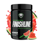 Finishline supplement container with watermelon flavor on a white background